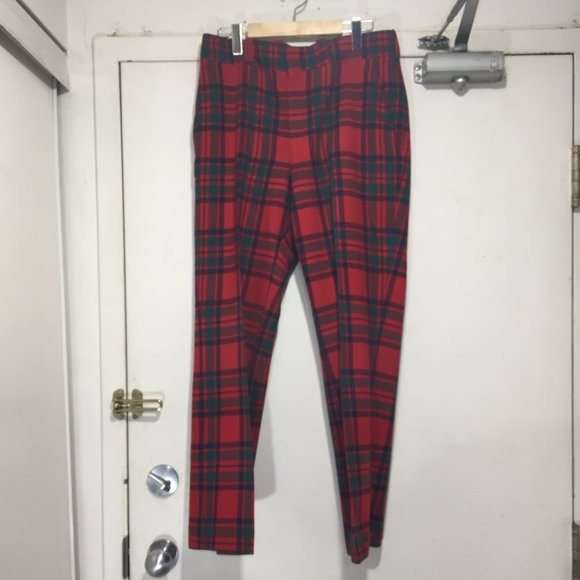 VINTAGE WOOL PLAID PANTS SIZE 34 - Picture 2 of 5